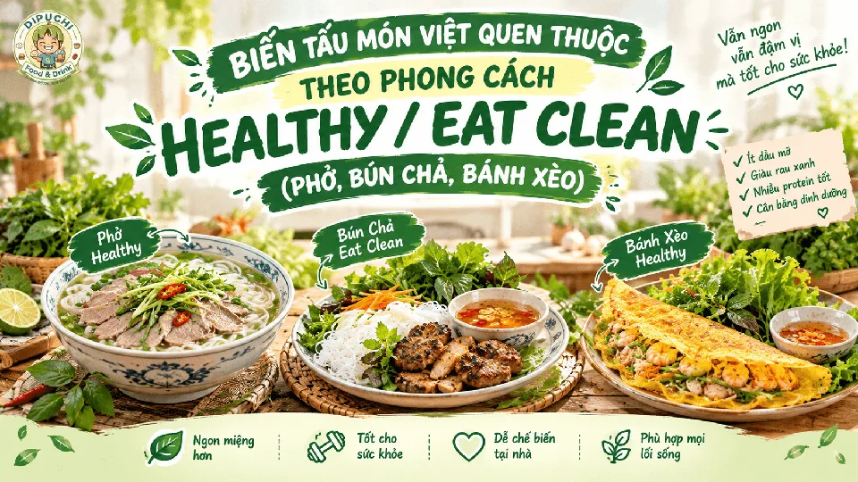 BIẾN TẤU MÓN VIỆT QUEN THUỘC THEO PHONG CÁCH HEALTHY / EAT CLEAN (PHỞ, BÚN CHẢ, BÁNH XÈO)